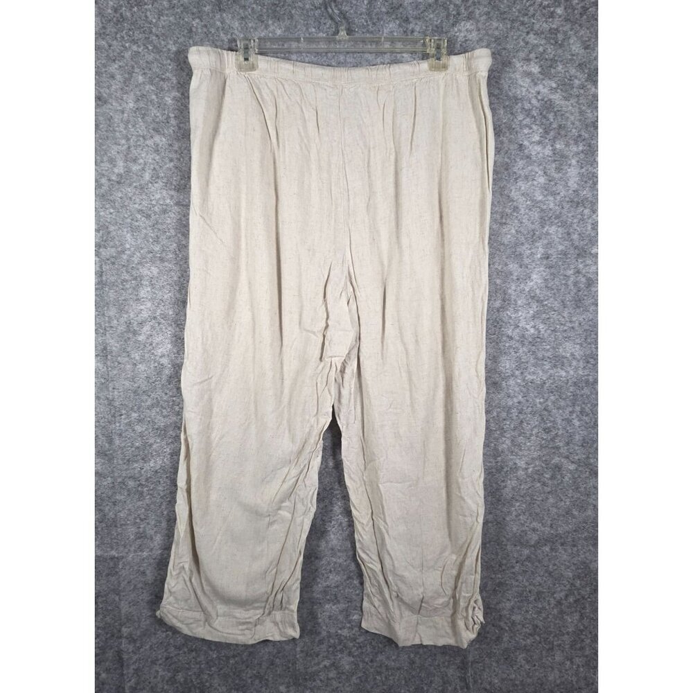 American Eagle Women's Linen Pants Beige Tan Elastic waistband Relaxed Size XXL - Picture 6 of 9